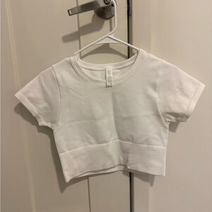 White Cropped Work Out Top